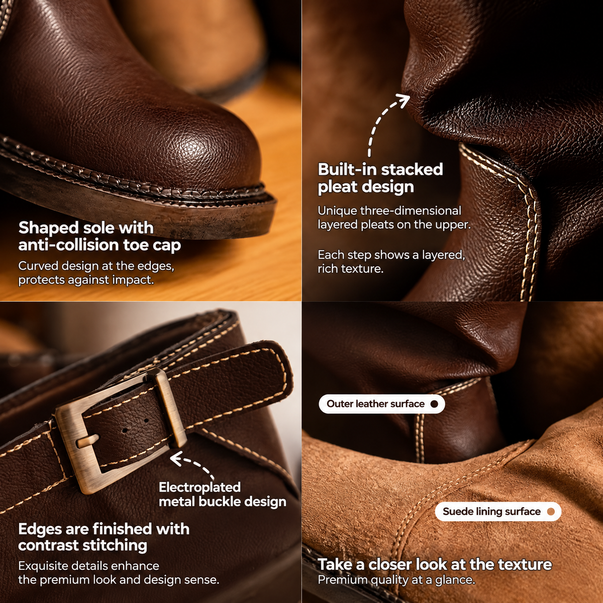 Seoul Western Mid-Calf Boots — Women’s Dark Brown Pull-On Moto-Inspired Boots