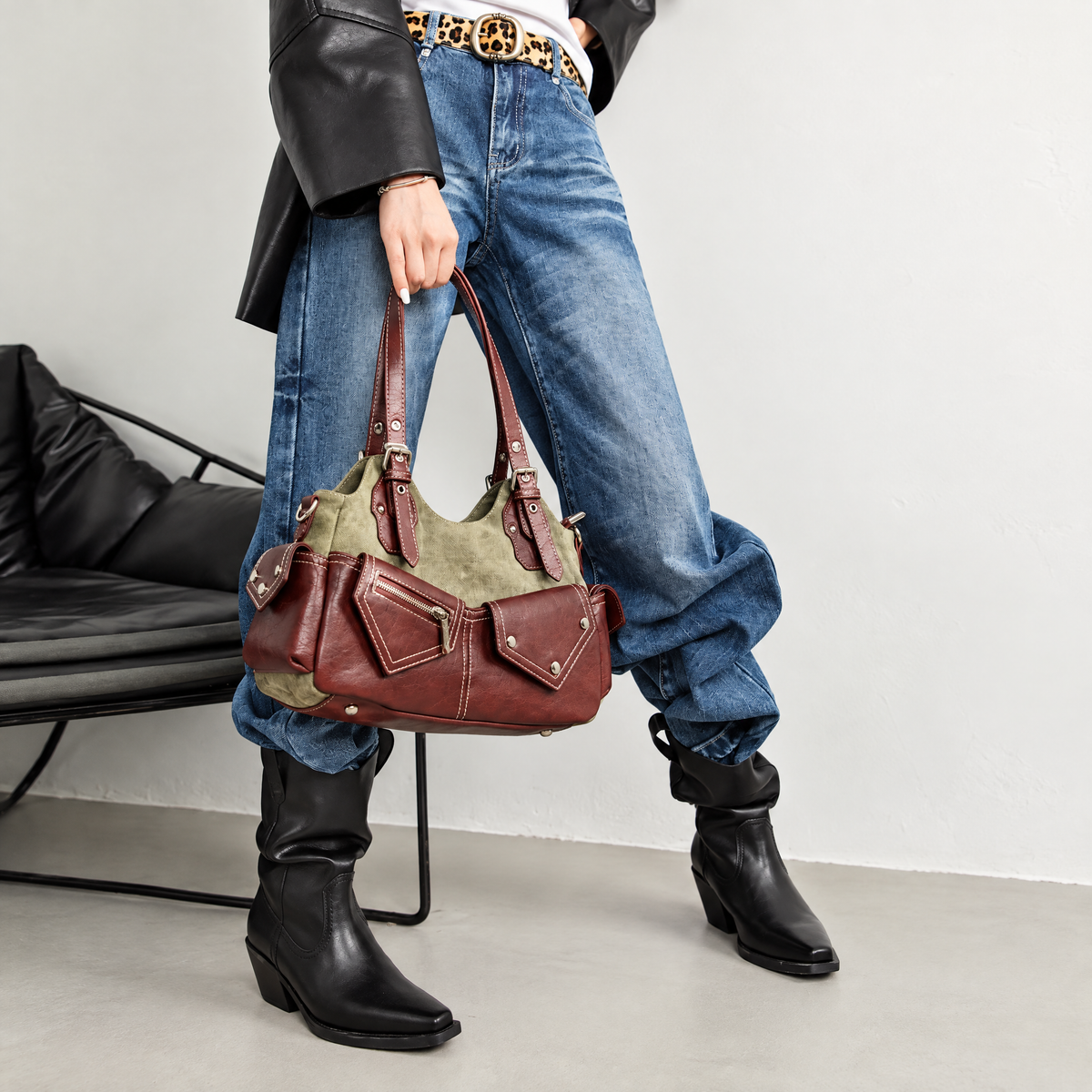 Relaxed Revival Slouch Boots — Women’s Vintage-Inspired Mid-Calf Block Heel Boots
